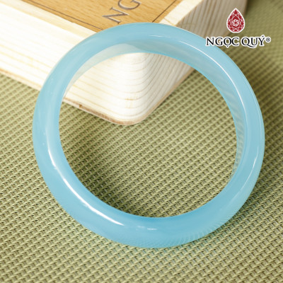 Vòng tay chalcedony thiên thanh bản hẹ (bản 13 - 15mm) - Ngọc Quý Gemstones