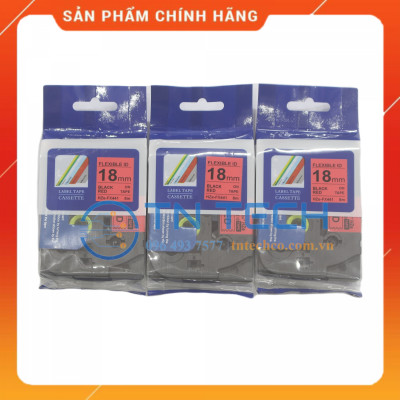 Nhãn In HZE-FX441 - Đen nền đỏ 18mm x 8m - Dùng cho máy in BROTHER - AIMO - PUTY  [Hàng nhập khẩu]