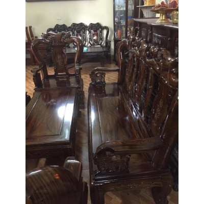 Bàn ghế phòng khách minh quốc đào gỗ xoan ta PU giả mun