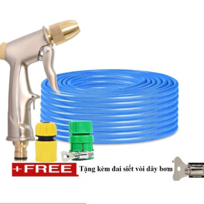  Bộ dây vòi xịt nước rửa xe, tưới cây . tăng áp 3 lần, loại 20m 206701-1 đầu đồng,cút,+ tặng đai