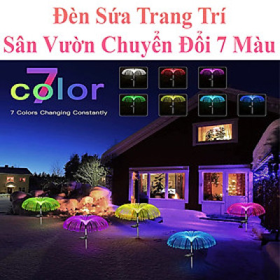 Đèn Sứa Trang Trí Sân Vườn Chuyển Đổi 7 Màu Dùng Năng Lượng Mặt Trời Chống Thấm Nước