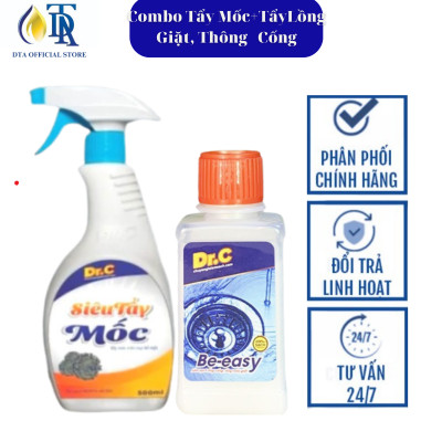 Combo Bột Thông Cống Cực Mạnh,Tẩy Lồng Máy Giặt,Thông Bồn Cầu Be-easy+Tẩy Mốc Quần Áo,Tẩy Mốc Tường,Tẩy Mốc Gioăng Cao Su Máy Giặt Dr.C