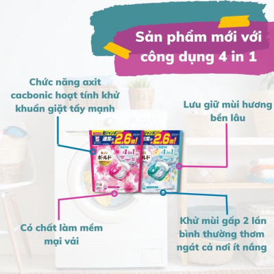 Viên giặt xả Bold GelBall 4D P&G hương hoa tươi mát túi refill 55 viên