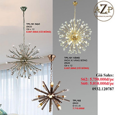ĐÈN THẢ TRẦN PHA LÊ / ĐÈN THÔNG TẦNG TRANG TRÍ PHÒNG KHÁCH / PHÒNG NGỦ / CẦU THANG / KHÔNG GIAN SANG TRỌNG AZP-101 / 102 phong cách đương đại, hàng nhập khẩu AZP