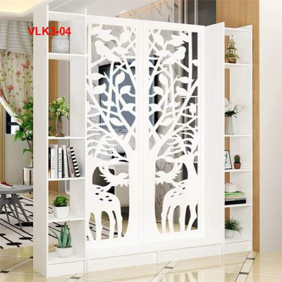 Vách Ngăn Bình Phong Họa Tiết Hiện Đại ( 2 Vách 2 Kệ) VLK3-01 - Nội thất lắp ráp Viendong Adv