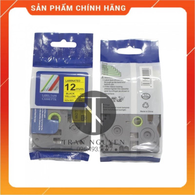 [Combo 5 hộp] Nhãn In Brother HZe-631 - Đen nền vàng 12mm x 8m - Hàng nhập khẩu