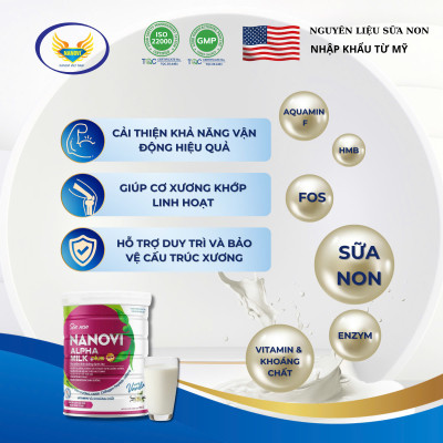 COMBO 2 lon Sữa Non Nanovi Alpha Milk Plus bổ sung Canxi 
