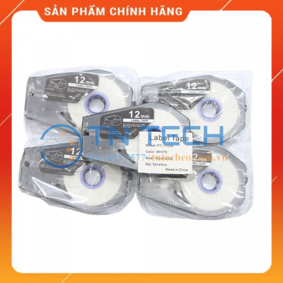 Nhãn in CANON PT-1112W - Chữ đen nền trắng 12MM x 30M - Dùng cho máy in ống CANON [Hàng nhập khẩu]