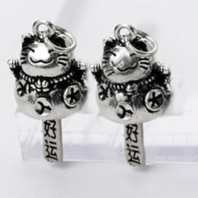 Charm bạc hình mèo thần tài treo - Ngọc Quý Gemstones