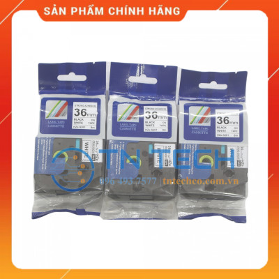Nhãn In HZE-S261 - Đen nền trắng 36mm x 8m - Dùng cho máy in BROTHER - AIMO - PUTY [Hàng nhập khẩu]