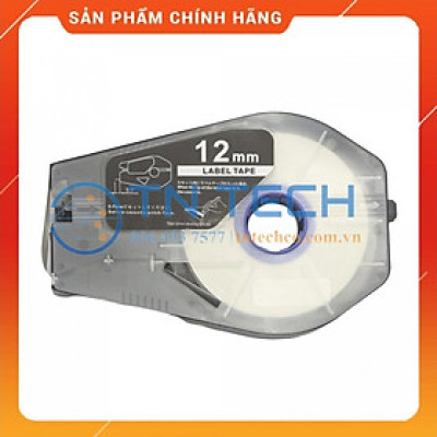 Nhãn in CANON PT-1112W - Chữ đen nền trắng 12MM x 30M - Dùng cho máy in ống CANON [Hàng nhập khẩu]