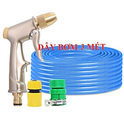 ️Evoucher Bộ dây vòi xịt nước rửa xe, tưới cây , tăng áp 3 lần, loại 3m, 5m 206701-1Sđầu đồng, cút+  túi đựng bút