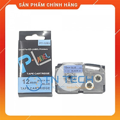 Nhãn in CASIO PT-12BU - Chữ đen nền xanh dương 12MM x 8M - Dùng cho máy in nhãn CASIO [Hàng nhập khẩu]