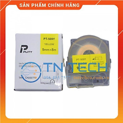 Nhãn in MAX PT-509Y - Chữ đen nền vàng 9MM x 8M - Dùng cho máy in ống MAX [Hàng nhập khẩu]