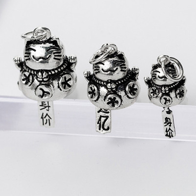 Charm bạc hình mèo thần tài treo - Ngọc Quý Gemstones