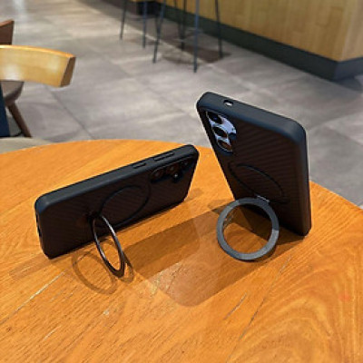 Ốp Lưng Carbon Từ Tính 360 Chống Sốc Hỗ Trợ Sạc Không Dây Cho Samsung Galaxy S25 Ultra / S25 Plus / S24 Ultra