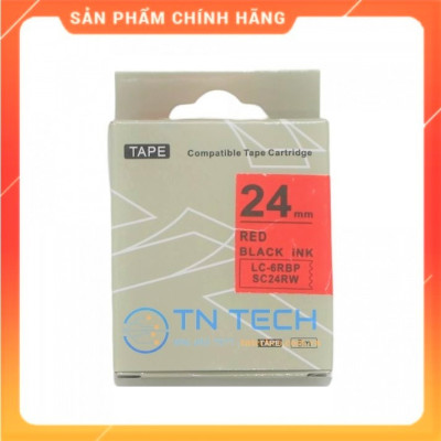 Nhãn in TEPRA - EPSON LC-6RBP (SC24RW) – Chữ đen nền đỏ 24MM X 8M  - Dùng cho máy in nhãn TEPRA - EPSON [Hàng nhập khẩu]