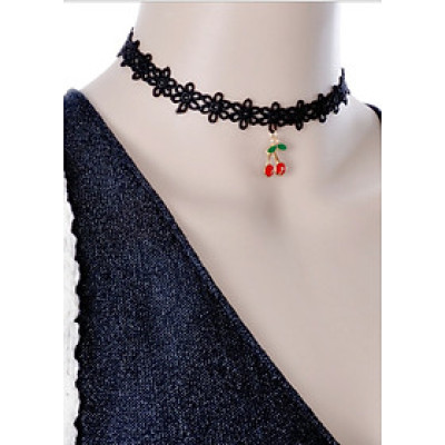 Vòng cổ choker tattoo đính cherry đỏ mẫu hot V50