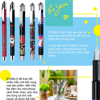 Bút máy STABILO BeCrazy "Magic ink" + tuýp ruột xanh (FP-G) - Hình trượt tuyết