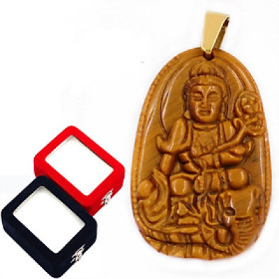 Mặt Phật - Bồ tát Phổ hiền - đá mắt hổ 3.8cm - kèm hộp nhung - tuổi Thìn và tuổi Tỵ
