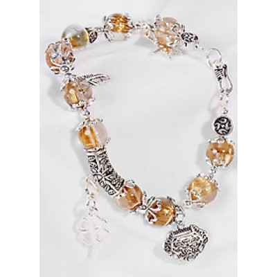 Vòng Tay Thạch Anh Tóc Vàng Charm Bông Tuyết Ngọc Quý Gemstones