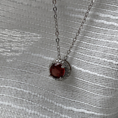 Mặt Dây Chuyền Đính Đá Garnet thiên nhiên (M0254) - MOON Jewelry