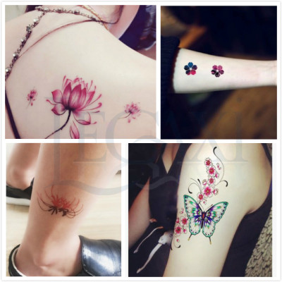 381 Hình Xăm Dán Tattoo Hoạ Tiết Hoa Bỉ Ngạn Hoa Hồng Cánh Bướm