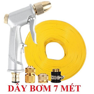 ️Evoucher Bộ dây vòi xịt nước rửa xe, tưới cây , tăng áp 3 lần, loại 7m, 10m 206701 đầu đồng,cút đồng+  khăn phượt