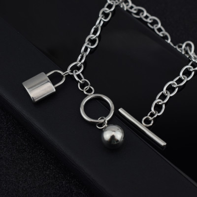 Vòng cổ hạt tròn bằng thép không gỉ cool hip-hop chuỗi xương đòn unisex