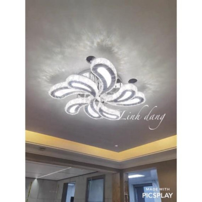 Mâm Ca Sỹ Pha Lê K9 áp trần hình cánh hoa 10 cánh.Đèn phale tô điểm phong thái tối tân ,decor nhà 