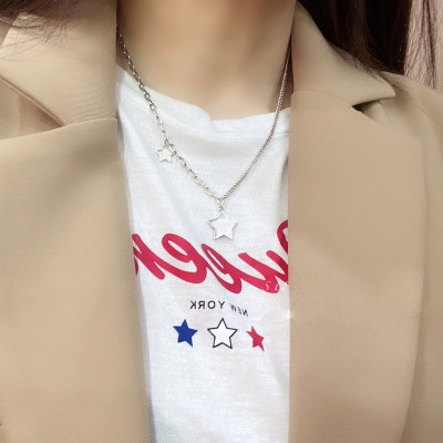 Dây chuyền ngôi sao kép bất đối xứng nam nữ xu hướng thời trang mới