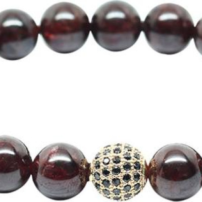 Vòng Garnet (Ngọc Hồng Lựu) 10mm Mix Charm Ngọc Quý Gemstones VT70