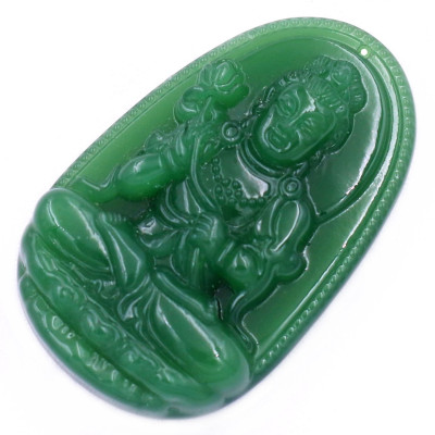 Mặt dây chuyền Phật Đại thế chí đá xanh 2.2 x 3.6cm ( size trung ) kèm móc inox, Phật bản mệnh