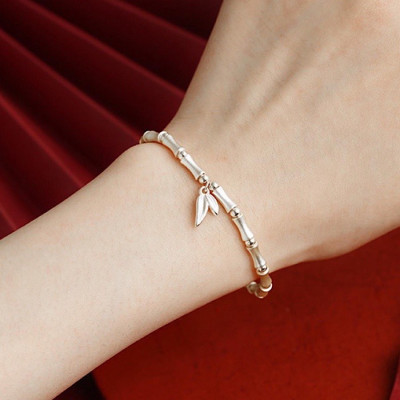 LẮC TAY ĐỐT TRE MẠ  BẠC BỘ BỘ CAO THĂNG MỌI SỰ THĂNG TIẾN