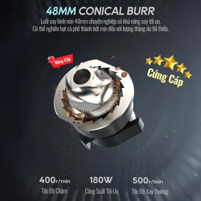 Máy xay cà phê Single Dose HiBREW G5 cao cấp, 36 cấp xay lưỡi cornical burr 48mm chuyên nghiệp, xay cafe siêu mịn - Hàng Nhập Khẩu