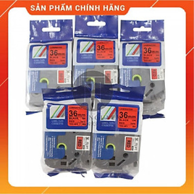 [Combo 5 cuộn] Nhãn In Brother Tz2-461 - Đen nền đỏ 36mm x 8m - Hàng nhập khẩu