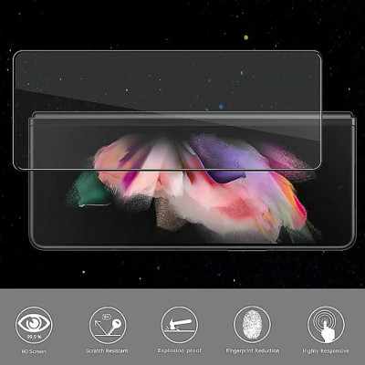 Miếng dán kính cường lực màn hình trước cho Samsung Galaxy Z Fold 6 / Z Fold 7 full 9D hiệu Kuzoom Protective Glass - mỏng 0.3mm, vát cạnh 2.5D, độ cứng 9H, viền cứng mỏng chống vỡ cạnh - Hàng nhập khẩu