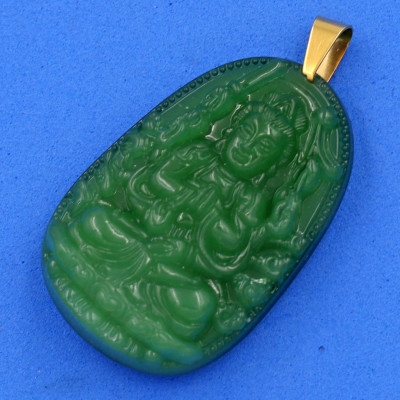 Mặt Phật Thiên Thủ Thiên Nhãn thạch anh xanh 4.3cm