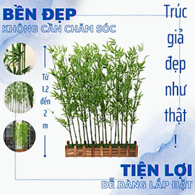 Cành trúc giả Cây trúc giả xịn nhiều lá - Size từ 120cm đến 200cm - Cây giả, hoa lụa Decor trang trí nhà cửa