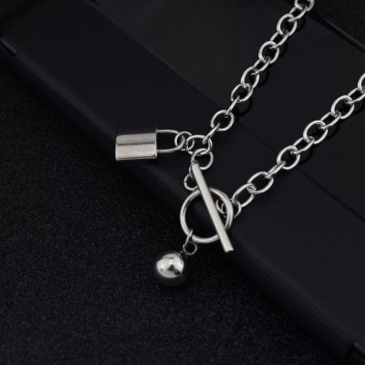 Vòng cổ hạt tròn bằng thép không gỉ cool hip-hop chuỗi xương đòn unisex