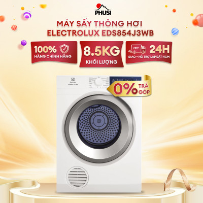 [HCM] Máy Sấy Thông Hơi Electrolux 8.5 kg EDS854J3WB (MODEL 2022) - 12 Chương Trình Sấy - Hàng Chính Hãng