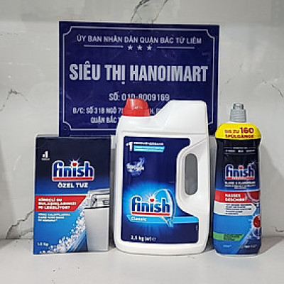 Bột rửa chén finish 2.5kg+Muối rửa chén Finish 1.5kg+Nước bóng finish 750ml