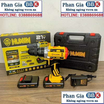 Máy khoan pin HUKAN 21V 3 chức năng tặng bộ phụ kiện mũi khoan