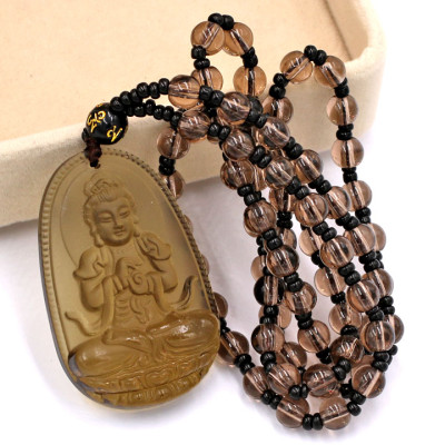 Vòng cổ Đại Nhật như lai thạch anh khói 5 cm