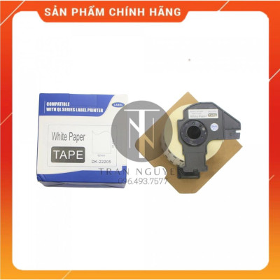 Giấy in Decal Brother DK-22205 - 62mm x 30.48m - Chữ đen nền trắng - Hàng nhập khẩu