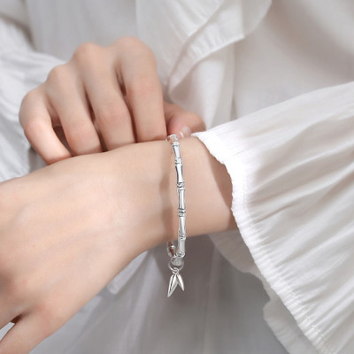 LẮC TAY ĐỐT TRE MẠ  BẠC BỘ BỘ CAO THĂNG MỌI SỰ THĂNG TIẾN