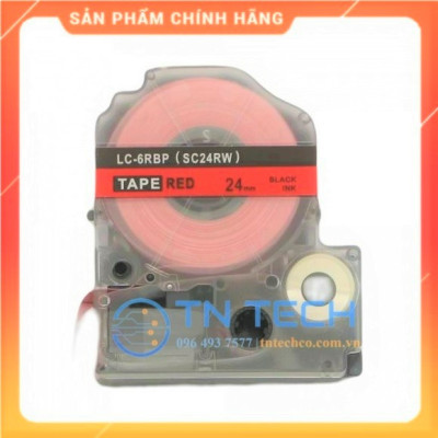 Nhãn in TEPRA - EPSON LC-6RBP (SC24RW) – Chữ đen nền đỏ 24MM X 8M  - Dùng cho máy in nhãn TEPRA - EPSON [Hàng nhập khẩu]