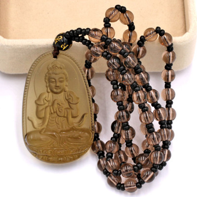 Vòng cổ Đại Nhật như lai thạch anh khói 5 cm