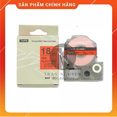 Nhãn in Tepra SC18RW (LC-5RBP) - Chữ đen nền đỏ 18mm x 8m - Hàng nhập khẩu