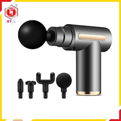 Súng Massage Cầm Tay, Máy Massage Cổ Vai Gáy, Toàn Thân, 4 Đầu 6 Cấp Độ, Máy Massage Đa Năng